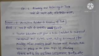 EPC 1 Reading And Reflecting on Texts