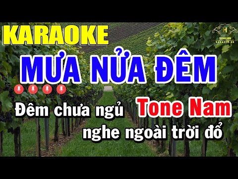 Mưa Nửa Đêm Karaoke Tone Nam Nhạc Sống | Trọng Hiếu
