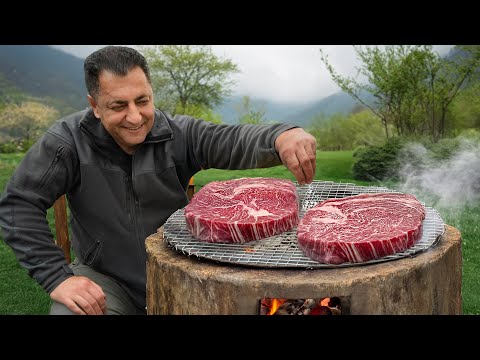 Grilling THE BEST Steaks in Wilderness Over an Open Fire - It's That Easy!
