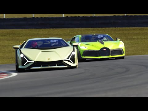 Bugatti Divo vs Lamborghini Sian at Brands Hatch