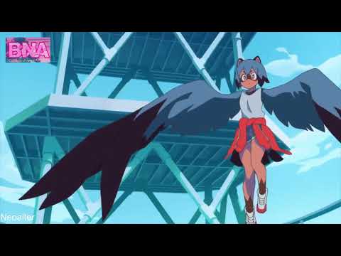 Clips of Michiru Kagemori morphing into and out of her wings