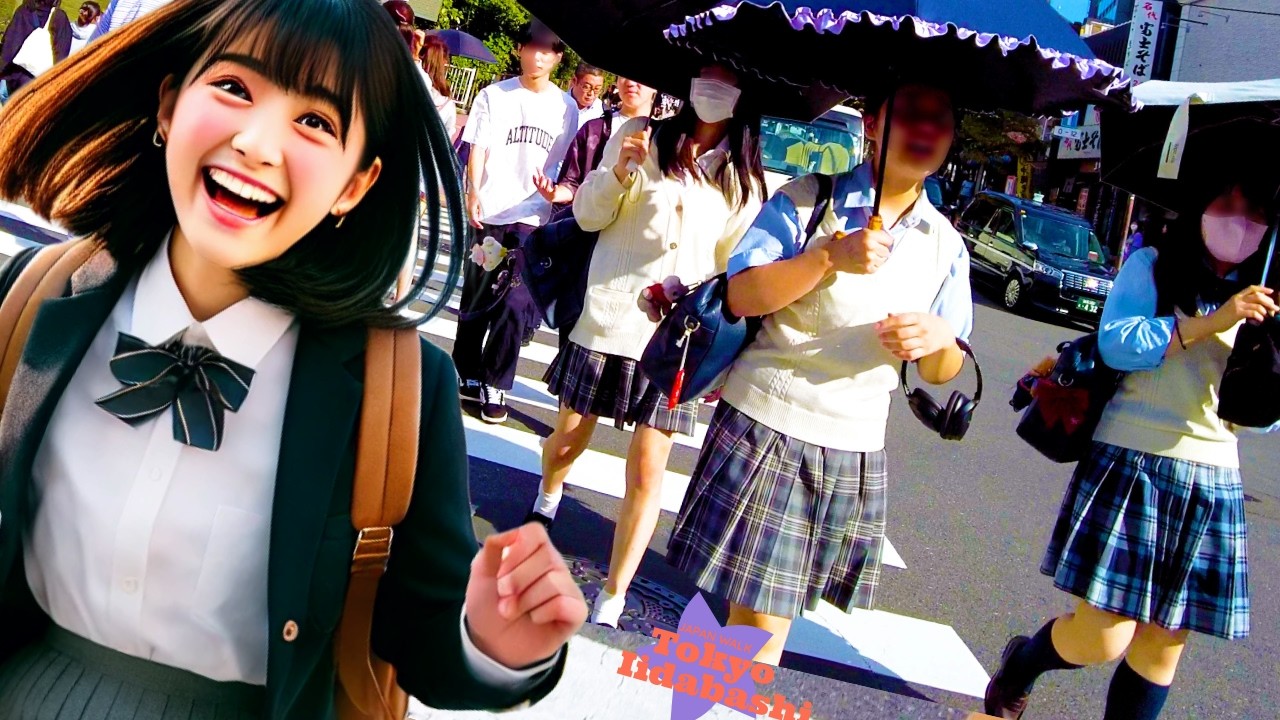 Tokyo, Iidabashi 🐶 Sunny Day 💖 4K ASMR Nonstop 1 Hour