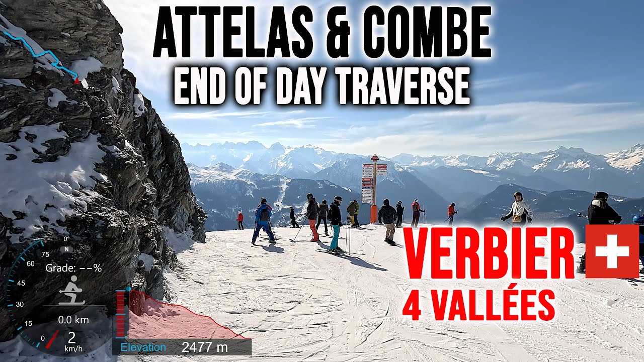 Skiing Verbier Attelas & Combe — La Chaux to Médran 4K