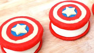 CAPTAIN AMERICA ICE CREAM SANDWICHES - NERDY NUMMIES