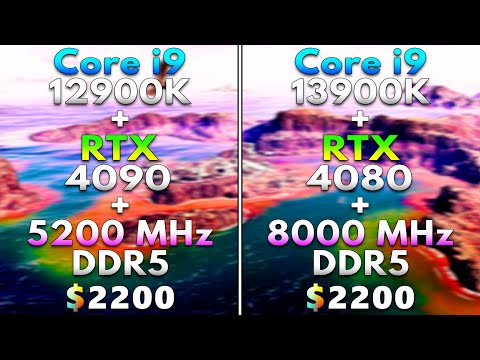 Core i9 12900K + RTX 4090 + 5200MHz DDR5 vs Core i9 13900K + RTX 4080 + 8000MHz DDR5