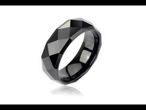 Biżuteria - Czarny tungsten pierścionek - styl disco