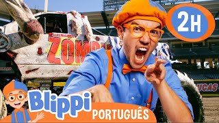 Blippi Dirige um Monster Truck! 🚙 2 HORAS DO BLIPPI BRASIL! 🚙 Vídeos Educativos para Crianças