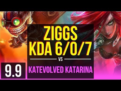 ZIGGS vs KatEvolved KATARINA (MID) | KDA 6/0/7, Dominating | NA Challenger | v9.9