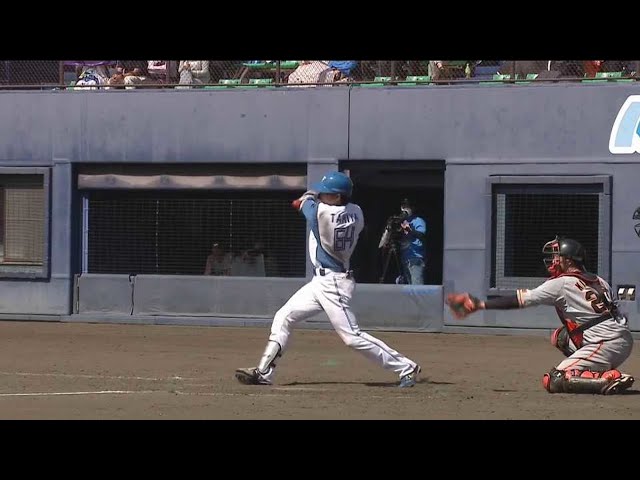 【ファーム】痛烈な打球!! ファイターズ・田宮裕涼 2点タイムリー2ベースヒットを放つ!! 2022年6月25日 北海道日本ハムファイターズ 対 読売ジャイアンツ