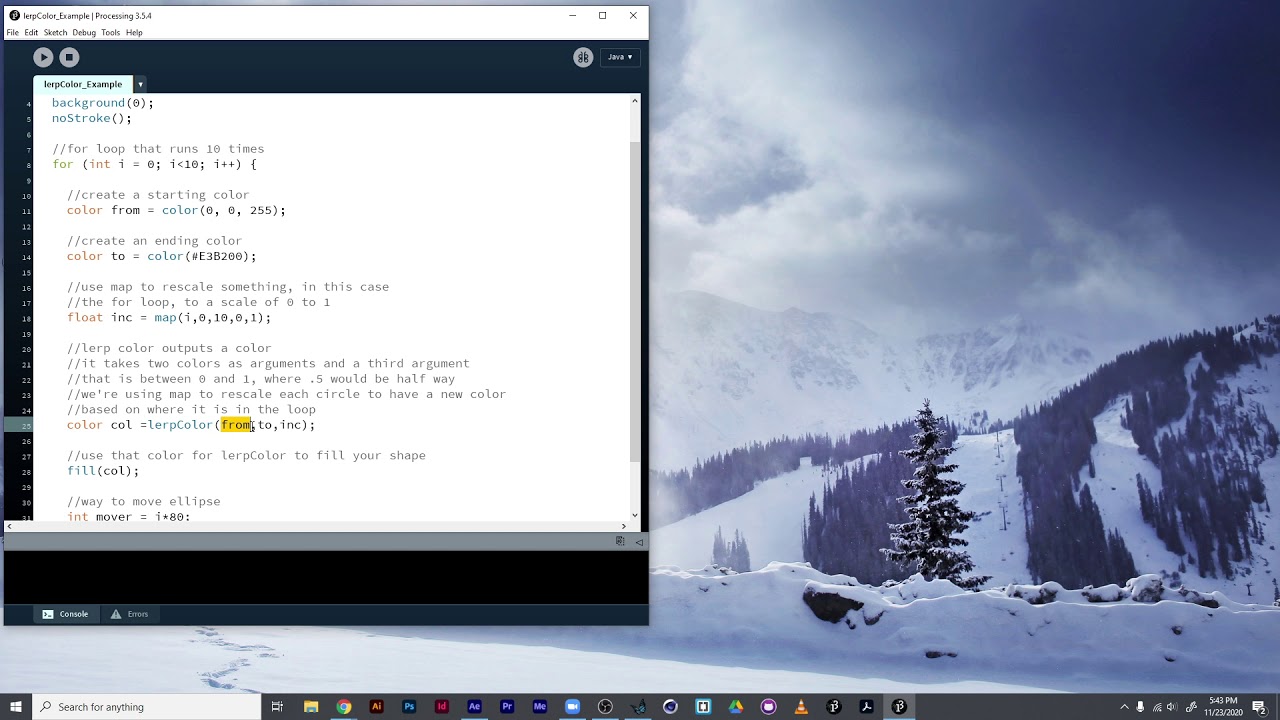 lerpColor() in Processing