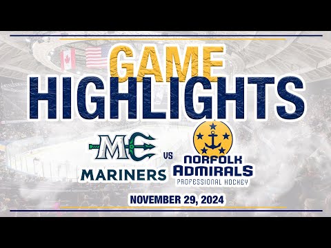 Maine Mariners at Norfolk Admirals | HIGHLIGHTS | 11.29.24