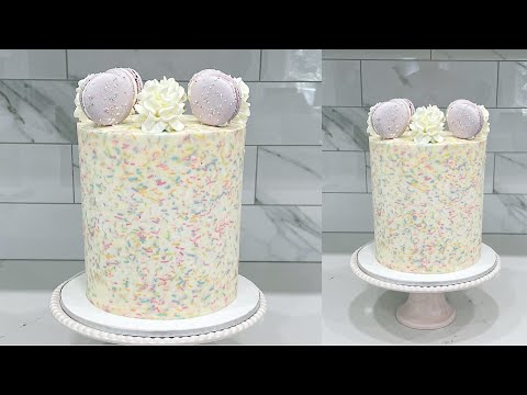 Buttercream sprinkle cake | Cake decorating tutorials | Sugarella Sweets