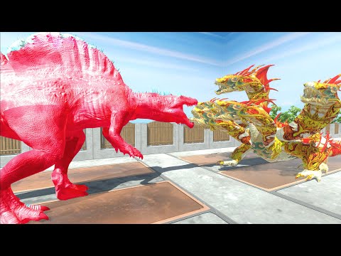 SPINOSAURUS RED WAR DRAGON HYDRA DEATH CLIMB - Animal Revolt Battle Simulator