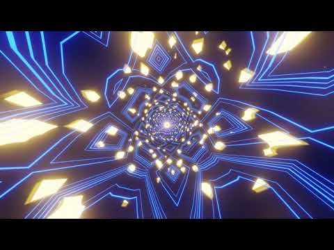 VJ LOOP NEON Golden Blue Metallic Tunnel Abstract Background Video Simple Lines Pattern 4k