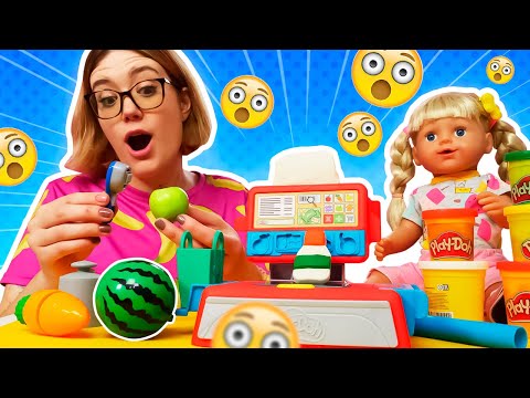 Knetspaß mit Lena. Wir packen die Play Doh Kasse aus. Spielzeug Video für Kinder