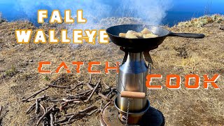 Fall Walleye Catch N Cook! Kelly Kettle Cooking On A Hidden Lake