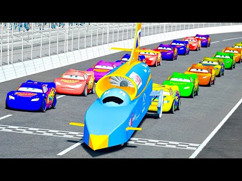 SSC Bloodhound vs Lightning McQueen All Edition MEGA DRAG RACE 20 KM