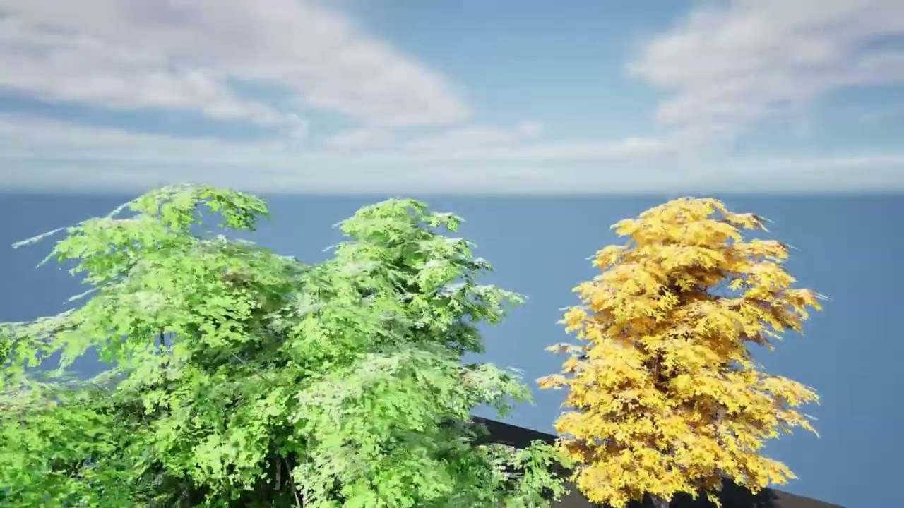 Green and fall Grey Poplar trees 3D Model