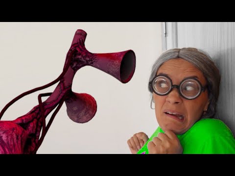 Super Granny VS Siren Head battle in Granny`s home in real life