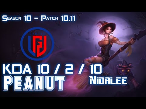 LGD Peanut NIDALEE vs GRAVES Jungle - Patch 10.11 KR Ranked