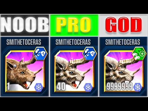 NOOB vs PRO vs GOD - SMITHETOCERAS SUPER MODs (999+) - JURASSIC WORLD THE GAME