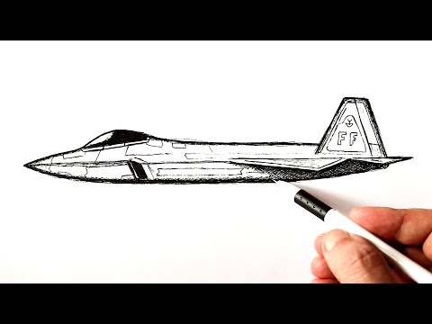 How to draw a fighter jet F-22 Raptor
