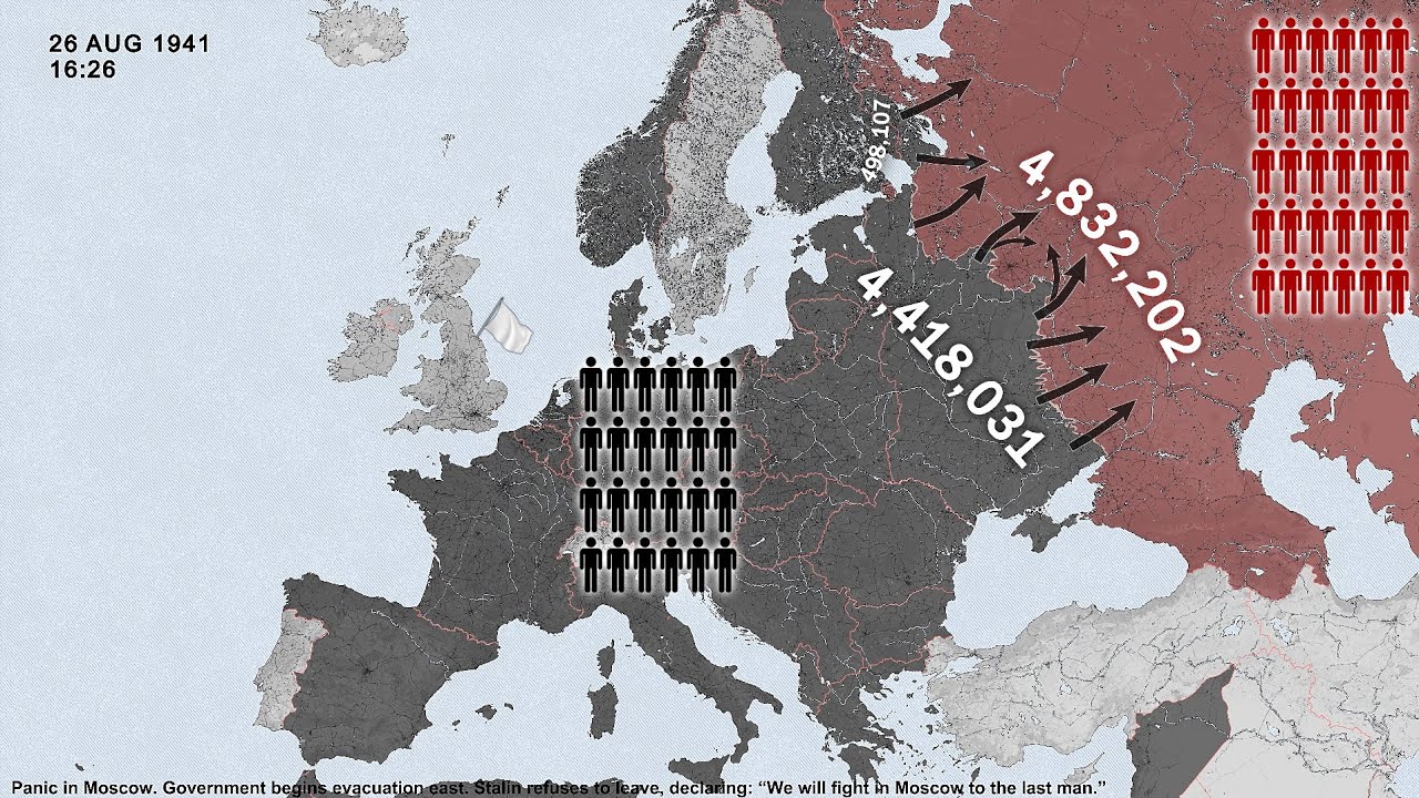 World War II Every Day Axis Victory with Army Sizes