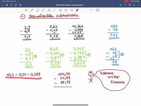 Dezimalzahlen subtrahieren, Minus rechnen bei Kommazahlen, Komma unter Komma￼