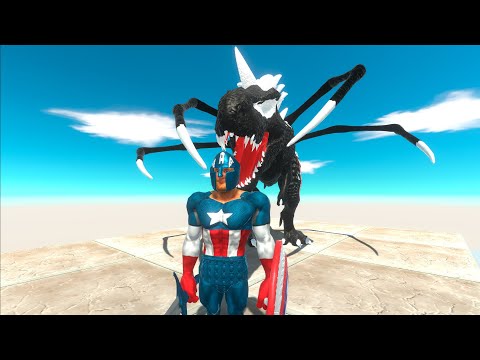 ⚡Achilles Captain America vs Venom T-Rex Death Run - 🦖 Animal Revolt Battle Simulator 🦕