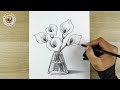 How To Draw Flowers Vase Drawing Dibujo De Flores Still Life Drawing رسم رسم طبيعة صام