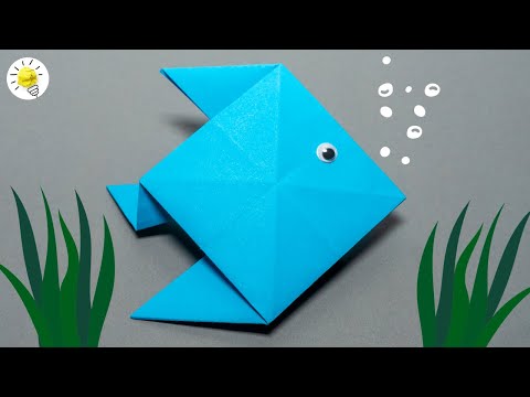Papier Origami Fisch falten aus Papier Anleitung - einfach selber falten - DIY Papier Fisch
