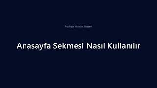 Anasayfa Nasil Kullanilir