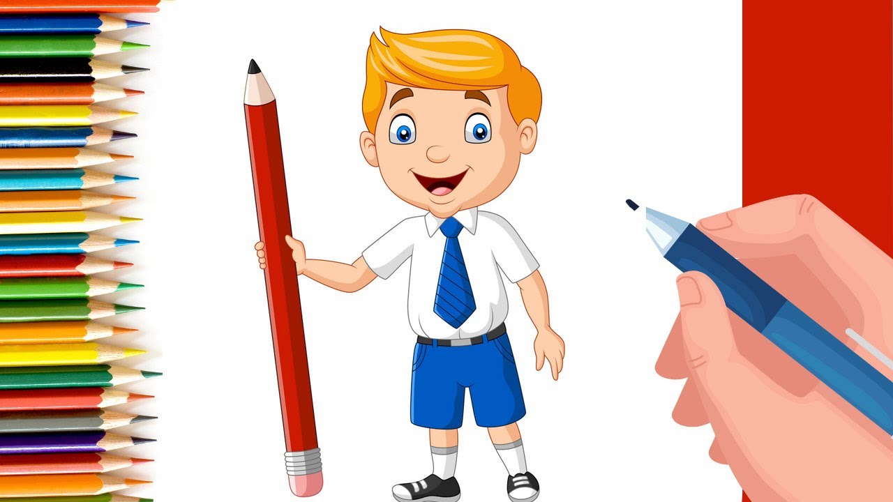 Sketch of a boy with pencil | School boy drawing | 6 mins 100 days Challenge for kids | Ep 32