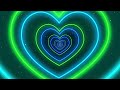12 HOUR LONG Neon Lights Heart Tunnel for Valentines Day 💙💚  HD Vj loop Disco Blue and Green