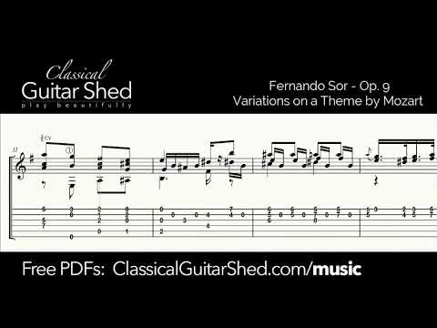 [Free PDF] Fernando Sor - Variations on a theme by Mozart