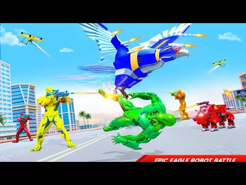 Flying Us Police Eagle Robot Hero -  Robot Game - Android Gameplay