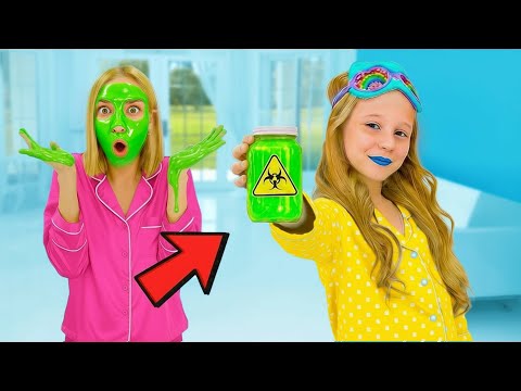 Nastya and her first sleepover with Maggie