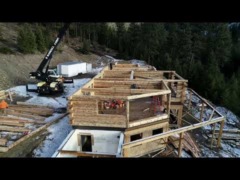 Log Home Assembly Main Floor, Joists, Stair - Building Our Montana Homestead Part 6