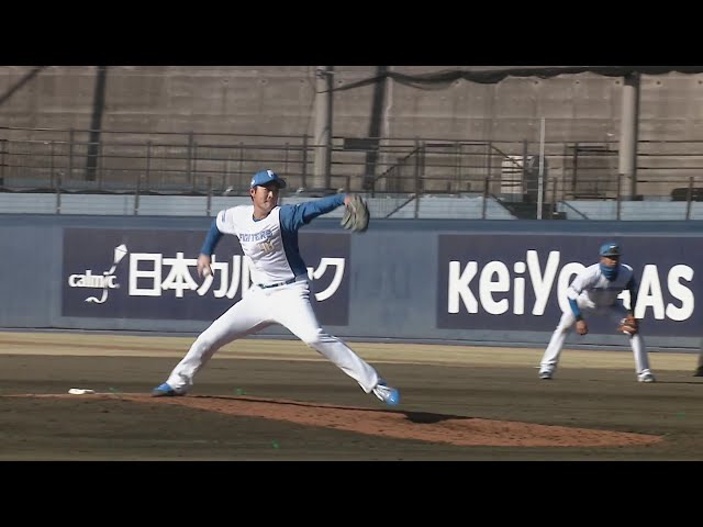 【ファーム】パーフェクトリリーフ!! ファイターズ・齋藤友貴哉 わずか9球で3者凡退に抑える!!  2024年3月21日 北海道日本ハムファイターズ 対 東京ヤクルトスワローズ
