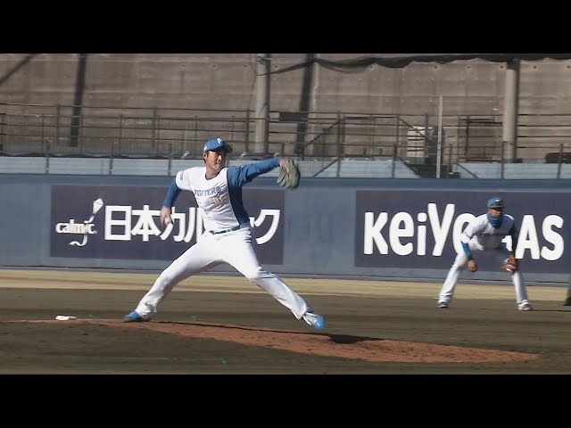 【ファーム】パーフェクトリリーフ!! ファイターズ・齋藤友貴哉 わずか9球で3者凡退に抑える!!  2024年3月21日 北海道日本ハムファイターズ 対 東京ヤクルトスワローズ