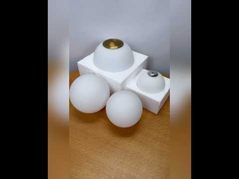 Плафон стеклянный шар белый матовый D110 с накладкой в цвете хром под лампу G9 Эконом