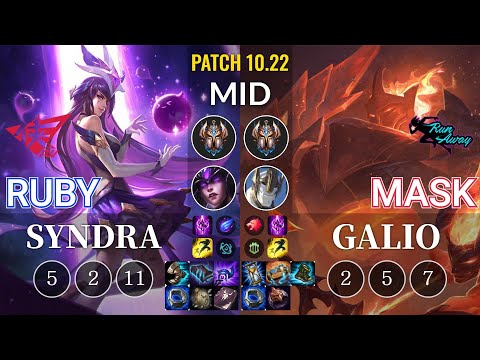 RW Ruby Syndra vs RNW Mask Galio Mid - KR Patch 10.22