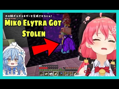 Hololive Cut - Sakura Miko mikochar and Elytra Got Stolen By Piglin Lamy Confused | Minecraft [Hololive/Eng Sub]