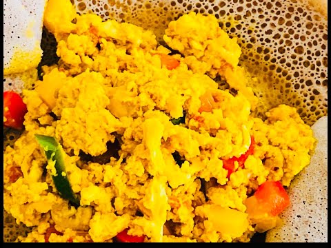 Simple breakfast recipe with egg & injera (Ethiopian cooking)