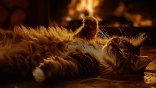 Sink into a deep sleep in 5m 💤🐈 the cozy of a log cabin, the purring of cats, and the soul-warm fire