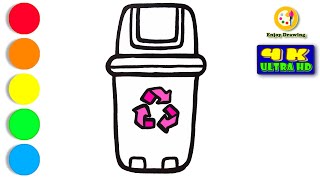 Recycling Bin Drawing 🗑️: How to Draw A Trash Can for kids | Step by step drawing | ENJOY DRAWING