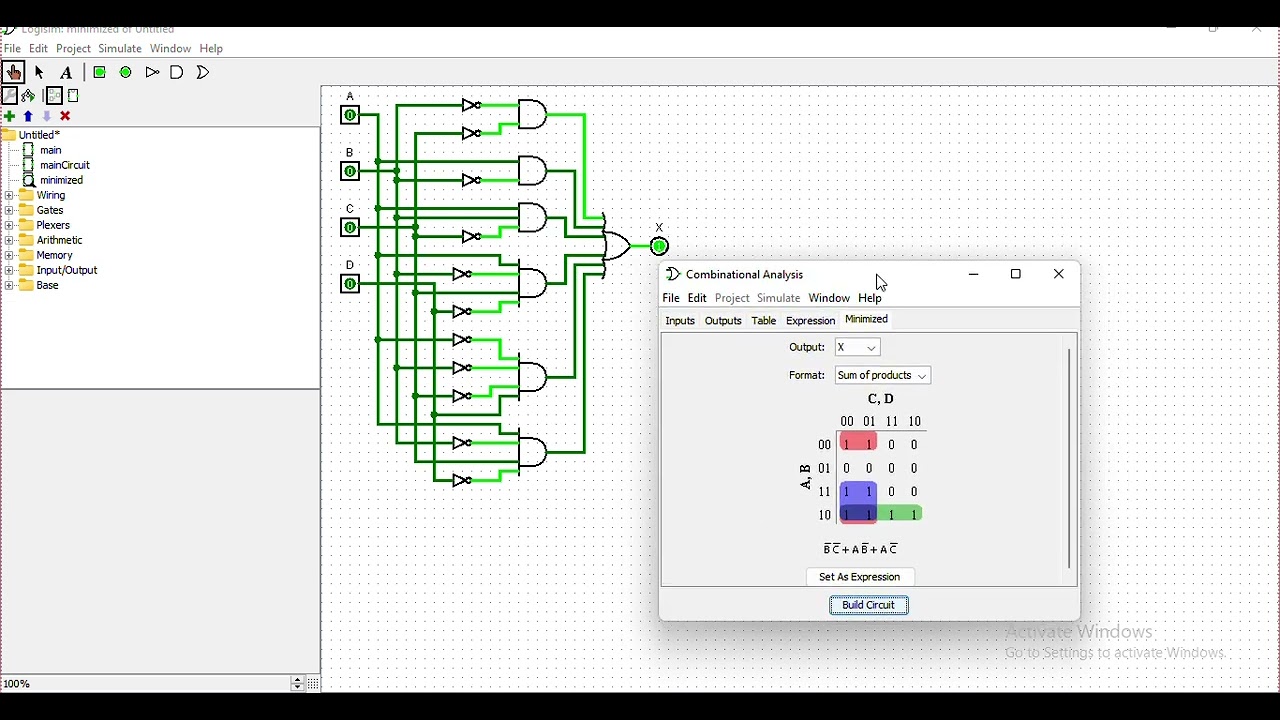 minimization using logisim software