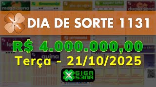Resultado da Dia de Sorte 1131, Terça-feira, 21/10/2025