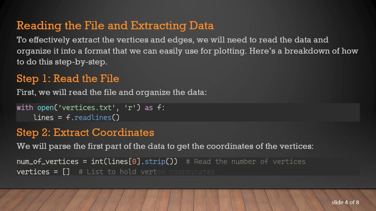 Get Vertices and Edges from Text Files in Python for Matplotlib Plotting