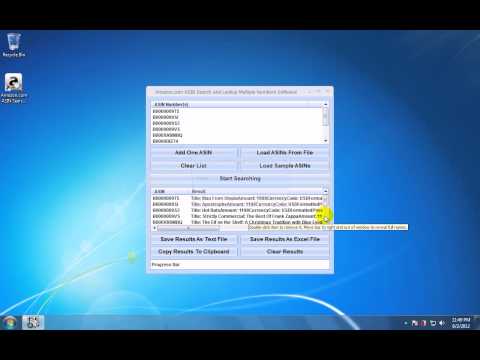 Amazon.com ASIN Search and Lookup Multiple Numbers Software